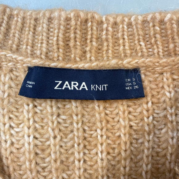 ZARA KNIT Sweater Women Small Chunky Knit Oversized Soft Girl Crop Asymmetrical - Picture 4 of 13